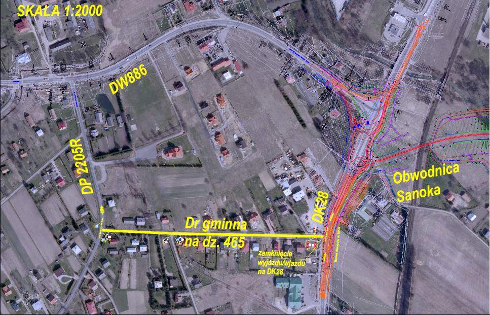 W dniu 27.05.2019 zamknięty zostanie wjazd i wyjazd na drogę krajową 28 z ulicy wewnętrznej położonej na działce nr 465 Gmina Sanok Obręb Czerteż