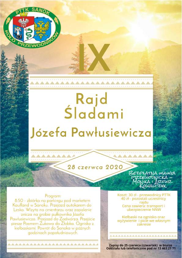 Zaproszenia na IX Rajd Śladami Józefa Pawłusiewicza