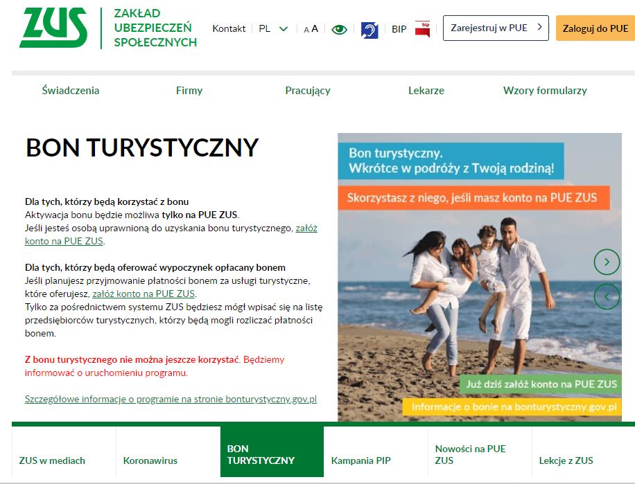 Na PUE ZUS rusza rejestracja podmiotów turystycznych do programu Polski Bon Turystyczny