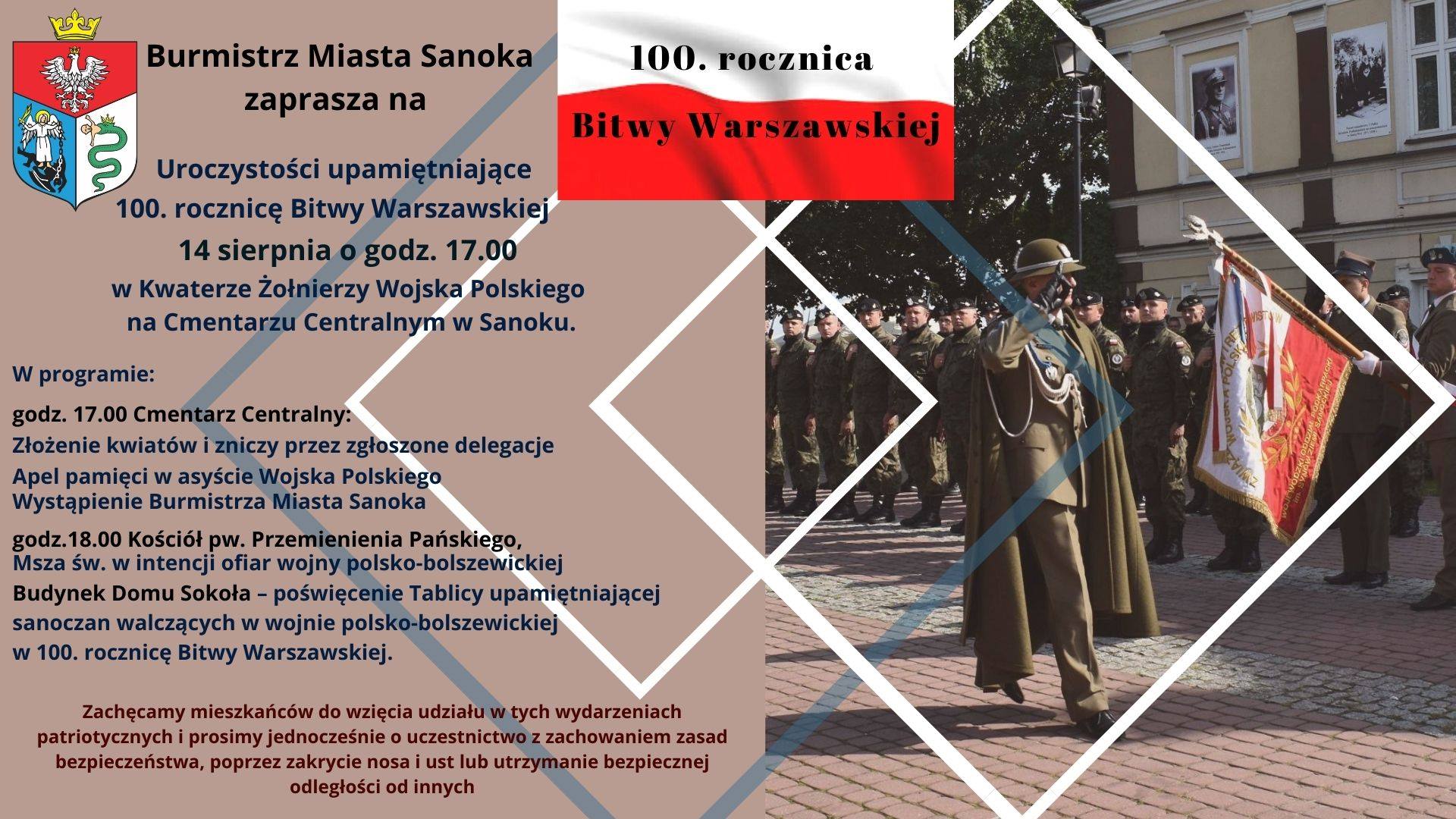 Burmistrz Miasta Sanoka zaprasza na uroczystości upamiętniające 100. rocznicę Bitwy Warszawskiej