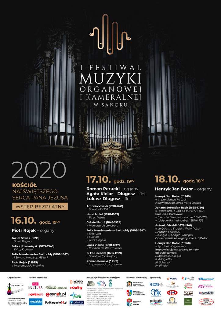 Festiwal Muzyki Organowej i Kameralnej - zaproszenie