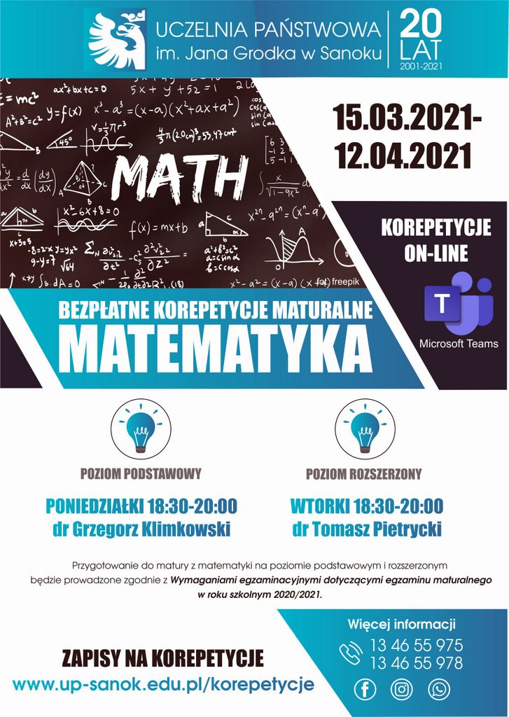 Bezpłatne korepetycje maturalne z matematyki w Uczelni Państwowej w Sanoku