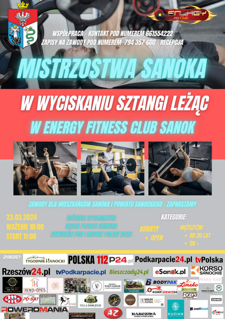 Mistrzostwa Sanoka w Wyciskaniu Sztangi Leżąc w Energii Fitness Club Sanok